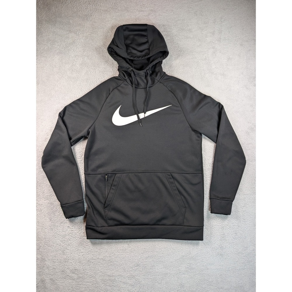 Nike Mens Therma-FIT Training Hoodie Black White Swoosh CU6238-010 Size M - Picture 2 of 8